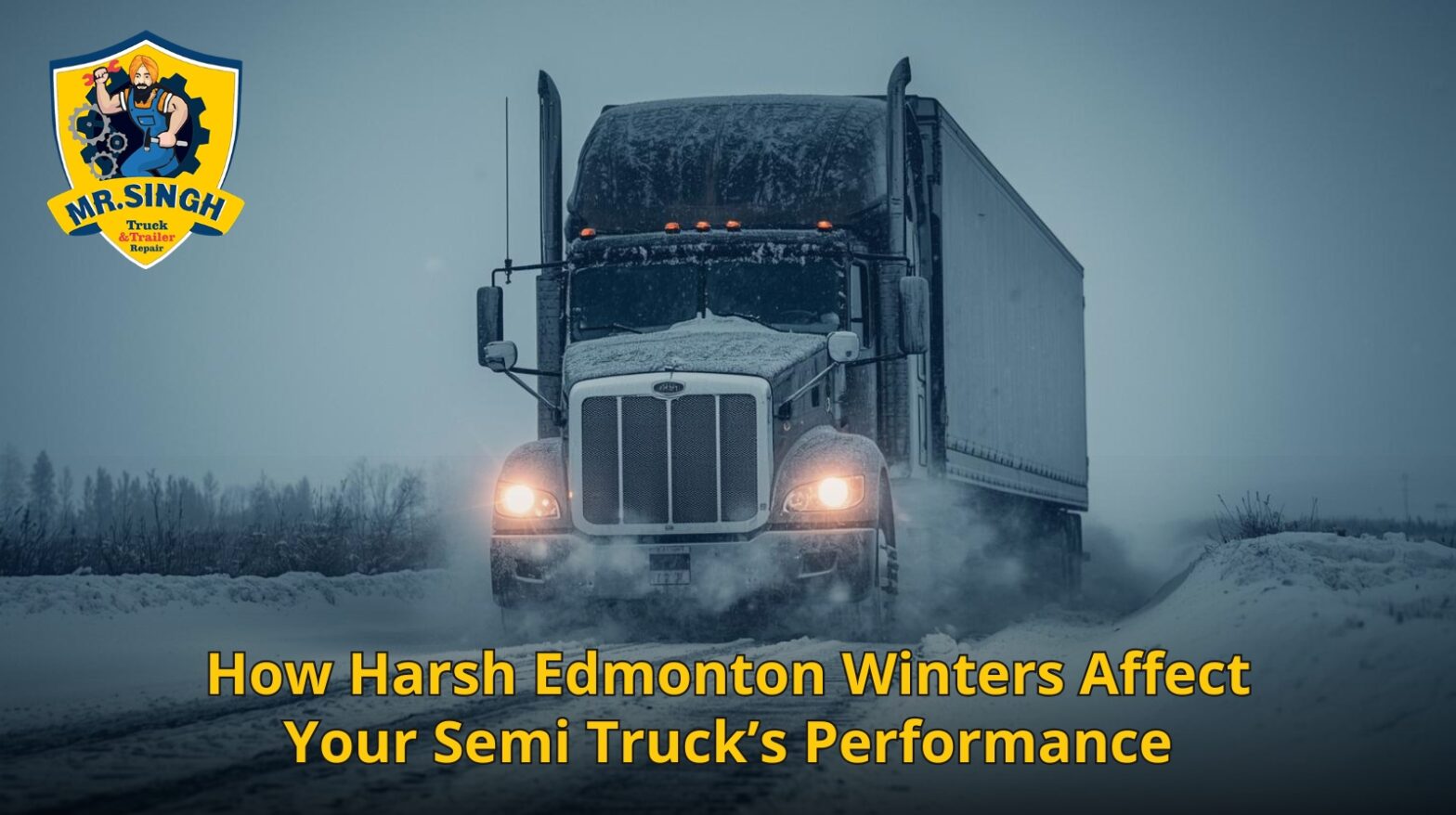 mobile semi truck repair Edmonton during winter roadside service
