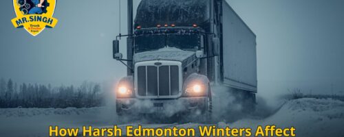 mobile semi truck repair Edmonton during winter roadside service