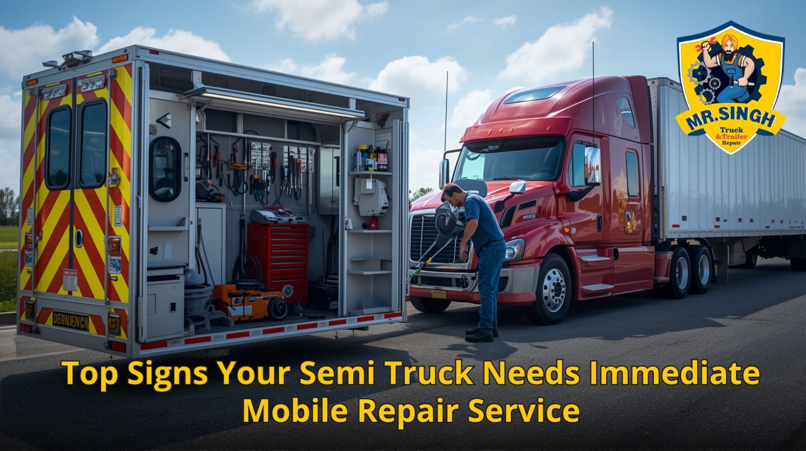 mobile truck repair Edmonton mechanic fixing semi truck roadside